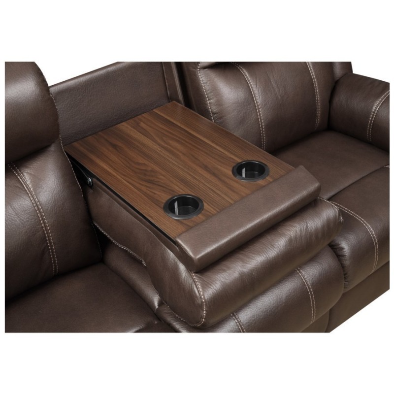 Domino Reclining Sofa w/Drop Down Table Valor Chocolate by Klaussner