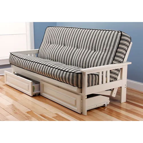 Monterey Futon in Antique White with Drawers