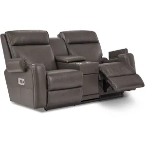 Ovation AudioLuxe Power Wall Reclining Loveseat w/ Console, Headrest &amp; Lumbar