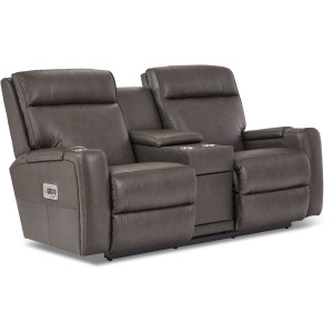 Ovation AudioLuxe Power Wall Reclining Loveseat w/ Console, Headrest & Lumbar