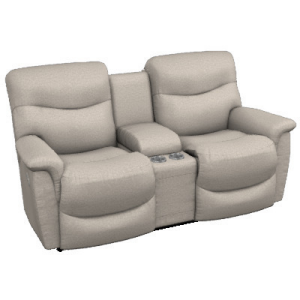 James Power Reclining Loveseat w/ Headrest & Console - Dual Wireless Remote