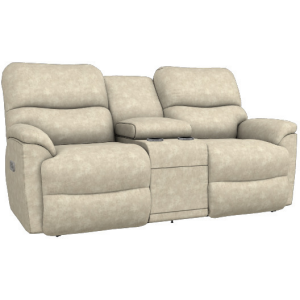 Trouper Power Reclining Loveseat w/ Headrest, Console, & Wireless Remote - i-Northwest Stucco