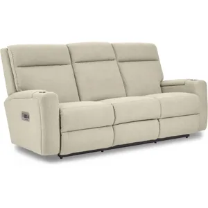 Ovation AudioLuxe Power Wall Reclining Sofa w/ Headrest, Lumbar &amp; Storage Drawer