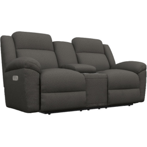 Joel Power Reclining Loveseat w/ Headrest & Console - Social Club Charcoal
