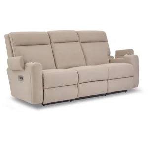 Ovation AudioLuxe Power Wall Reclining Sofa w/ Headrest, Lumbar &amp; Storage Drawer