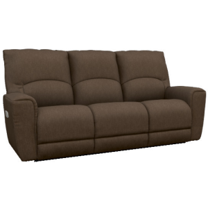 Cassian Power Reclining Sofa w/ Headrest, Lumbar, & Wireless Remote - Doritt Teak