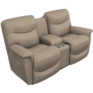 James Power Reclining Loveseat w/ Headrest, Lumbar & Console