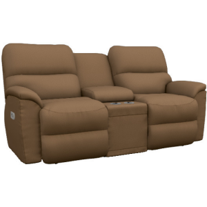 Brooks Power Reclining Loveseat w/ Headrest, Console, & Wireless Remote - i-Rivers Camel