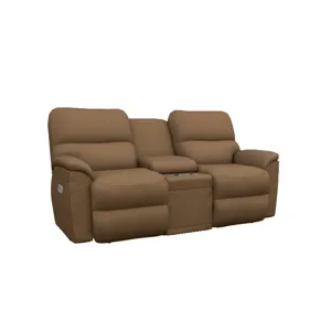 Brooks Power Reclining Loveseat w/ Headrest, Console, & Wireless Remote - i-Rivers Camel