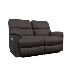 Trouper Power Reclining Loveseat w/ Headrest, Lumbar, & Wireless Remote - Intermingle Walnut
