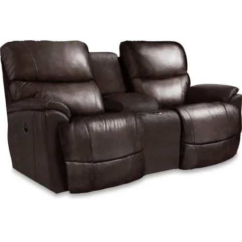 Trouper Reclining Loveseat w/ Console - Intermingle Walnut