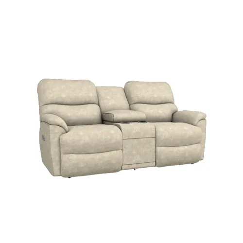 Trouper Power Reclining Loveseat w/ Headrest, Console, & Wireless Remote - i-Northwest Stucco