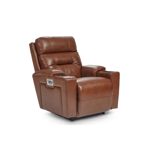 Neo Power Rocking Recliner w/ Headrest, Lumbar & Swivel Base - Cognac