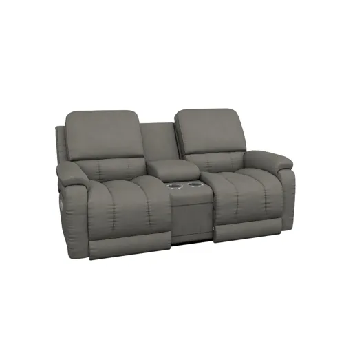 Greyson Power Reclining Loveseat w/ Headrest, Console, & Wireless Remote -  Blue Grey