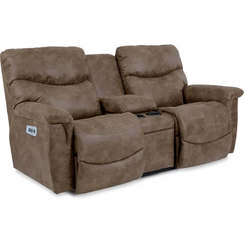 James Power Reclining Loveseat w/ Headrest, Lumbar & Console