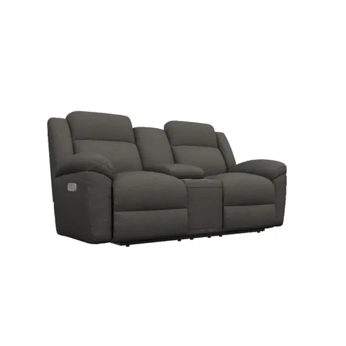 Joel Power Reclining Loveseat w/ Headrest & Console - Social Club Charcoal