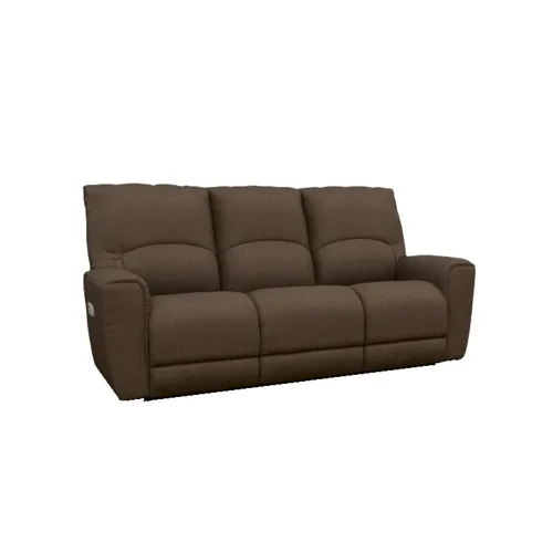 Cassian Power Reclining Sofa w/ Headrest, Lumbar, & Wireless Remote - Doritt Teak