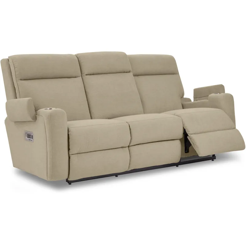 Ovation AudioLuxe Power Wall Reclining Sofa w/ Headrest, Lumbar &amp; Storage Drawer