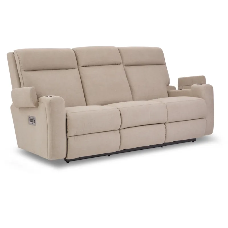 Ovation AudioLuxe Power Wall Reclining Sofa w/ Headrest, Lumbar &amp; Storage Drawer