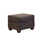 Madison Leather Ottoman w/Brass Nails