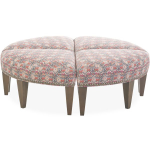 Grouped Four Single Wedge Ottomans