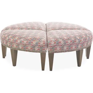 Grouped Four Single Wedge Ottomans