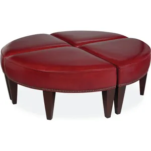 Grouped Four Single Leather Wedge Ottomans