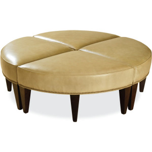 Grouped Four Single Leather Wedge Ottomans