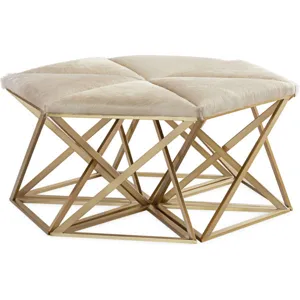 Grouped Six Single Leather Ottomans