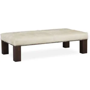 Leather Block Leg Bench Ottoman