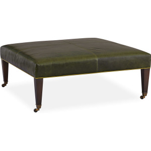 Leather Narrow Tapered Leg with Caster Cocktail Ottoman