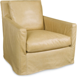 Leather Slipcovered Swivel Chair