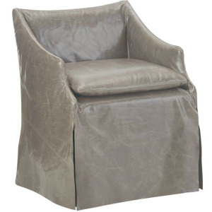 Leather Slipcovered Low Back Campaign Chair