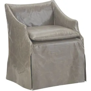 Leather Slipcovered Low Back Campaign Chair
