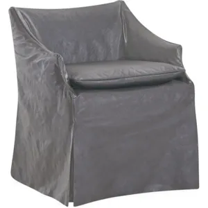 Leather Slipcovered Low Back Campaign Chair