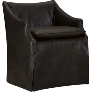 Leather Slipcovered Low Back Campaign Chair