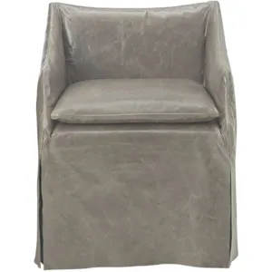 Leather Slipcovered Low Back Campaign Chair