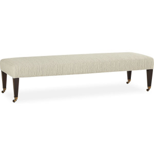 Leather Narrow Tapered Leg with Caster Bench Ottoman