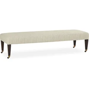 Leather Narrow Tapered Leg with Caster Bench Ottoman