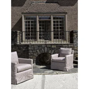 Seaside Outdoor Slipcovered Swivel Chair