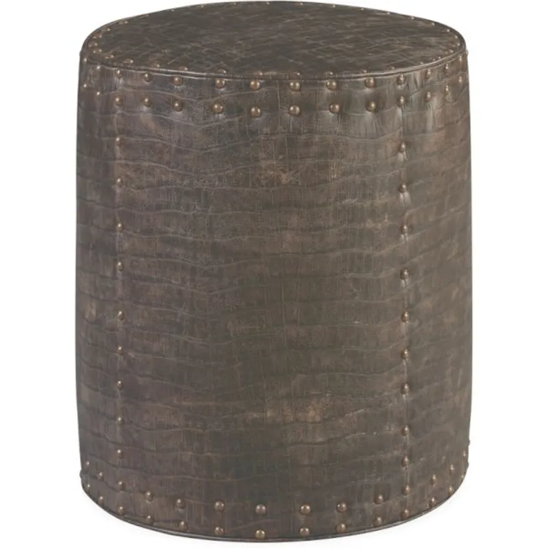 Leather Drum Ottoman