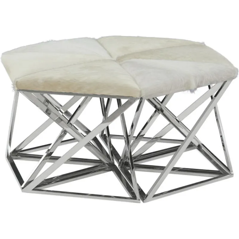 Grouped Six Single Leather Ottomans