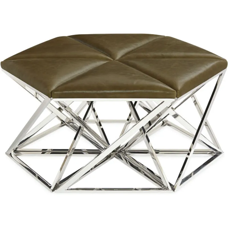 Grouped Six Single Leather Ottomans