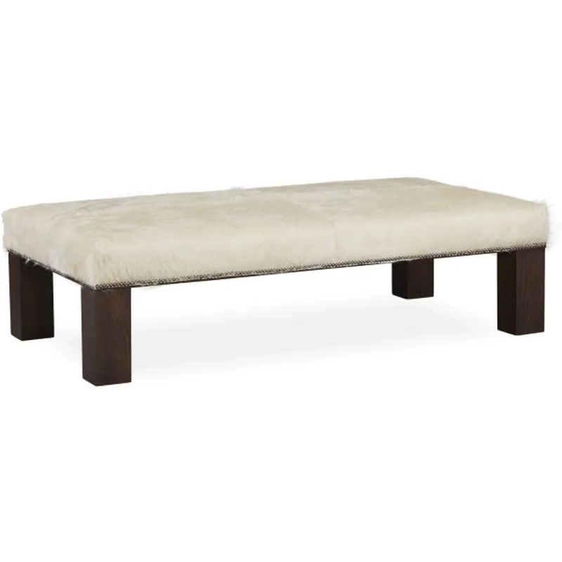 Leather Block Leg Bench Ottoman
