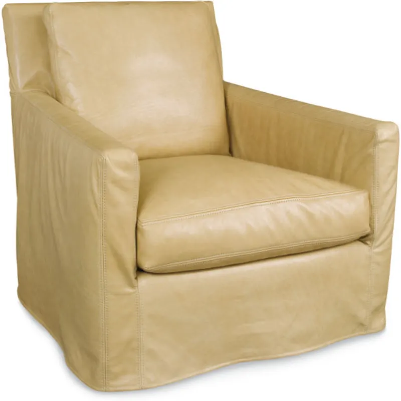 Leather Slipcovered Swivel Chair