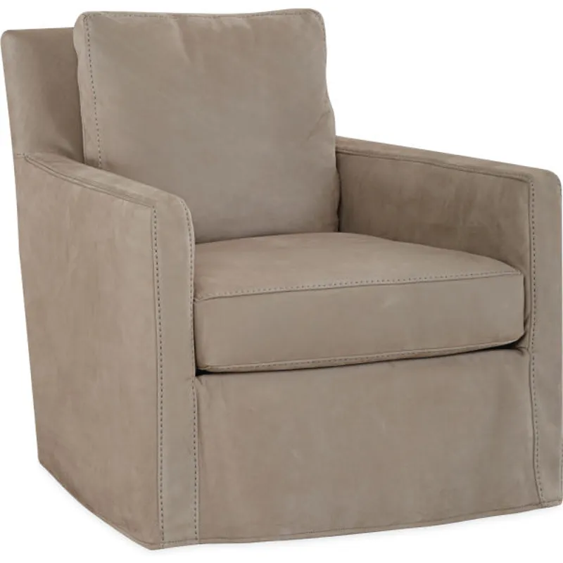 Leather Slipcovered Swivel Chair