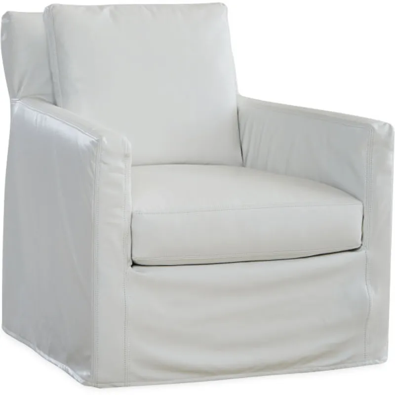 Leather Slipcovered Swivel Chair