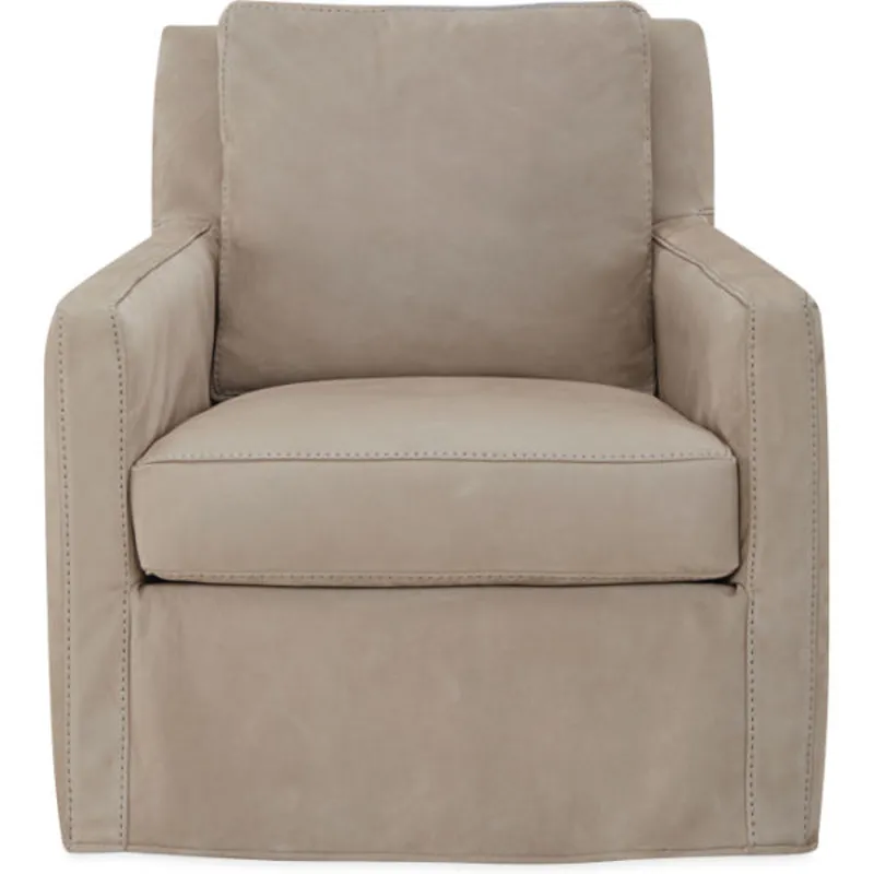 Leather Slipcovered Swivel Chair