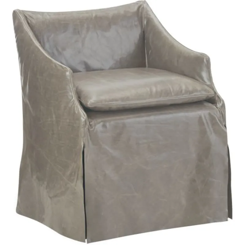 Leather Slipcovered Low Back Campaign Chair