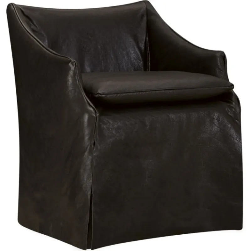 Leather Slipcovered Low Back Campaign Chair